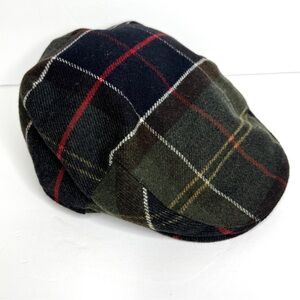 BARBOUR Gallingale Tartan Driving Cap NEW With Tag Size 7 1/4 Plaid Green Blue